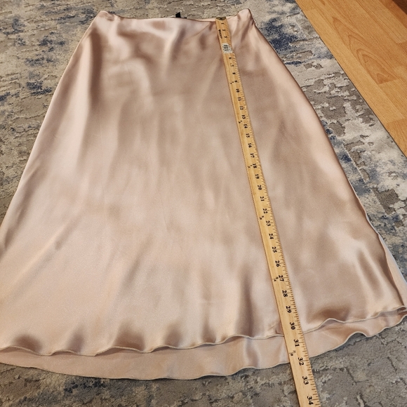 Nicole Miller Champagne Satin Pull On Midi Skirt Size Large New - Picture 7 of 14